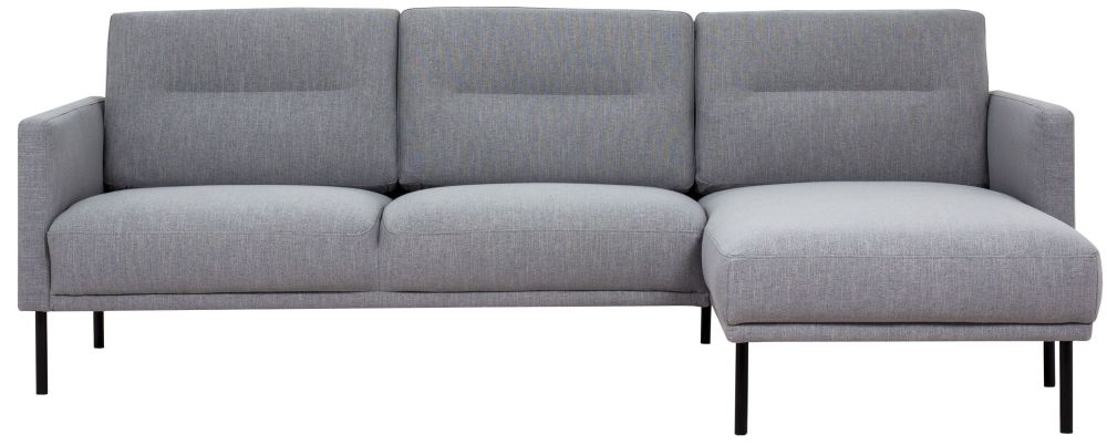 Larvik Grey Fabric Right Hand Facing Chaise Longue Sofa With Black Metal Legs