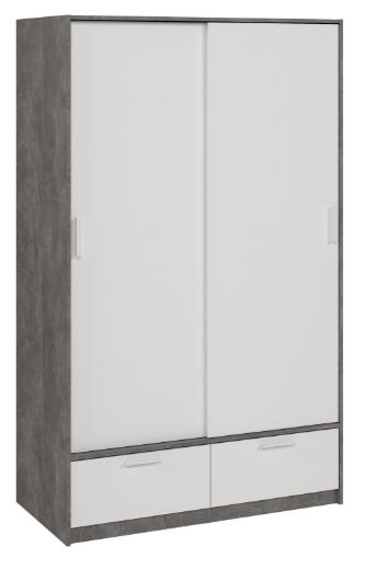 Line White And Concrete 2 Door 2 Drawer Combi Sliding Wardrobe