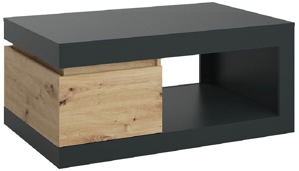 Luci Platinum And Oak 1 Drawer Coffee Table