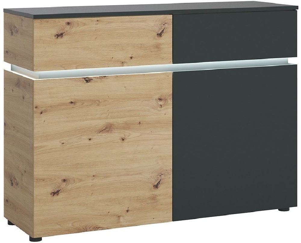 Luci Platinum And Oak 2 Door Cabinet With Led Light