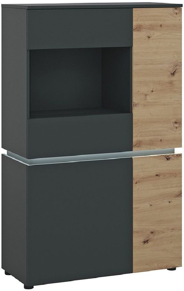 Luci Platinum And Oak Low Display Cabinet With Led Light
