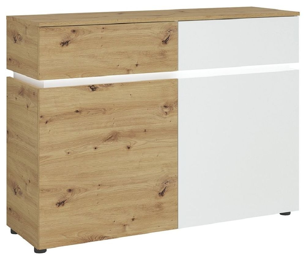 Luci White And Oak 2 Door Cabinet With Led Light