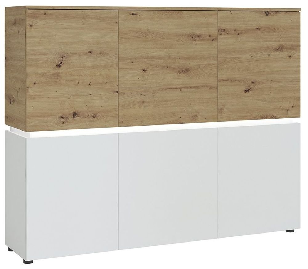 Luci White And Oak 6 Door Cabinet With Led Light