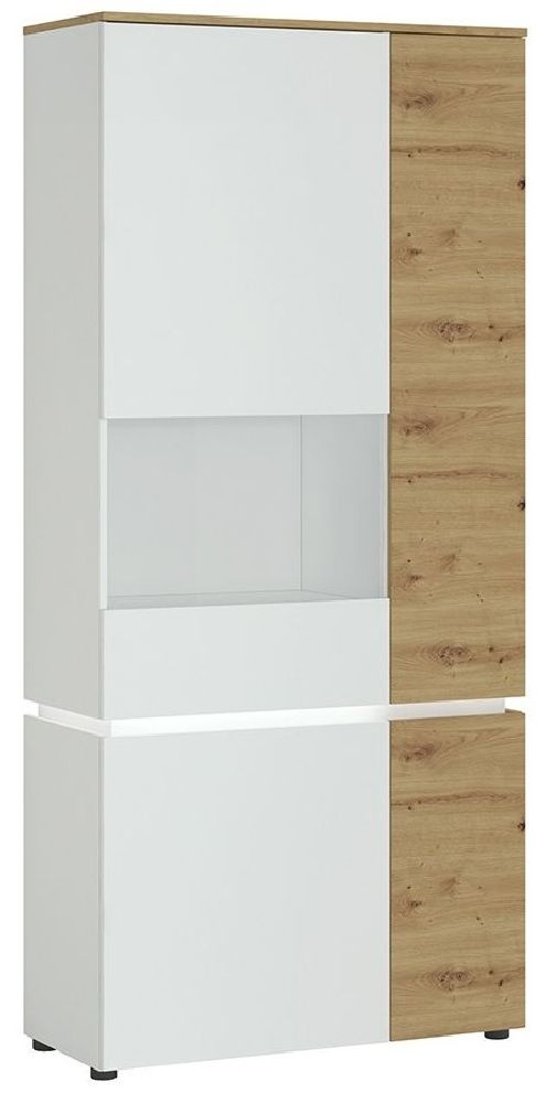 Luci 4 Door Tall Display Cabinet In White And Oak Lh