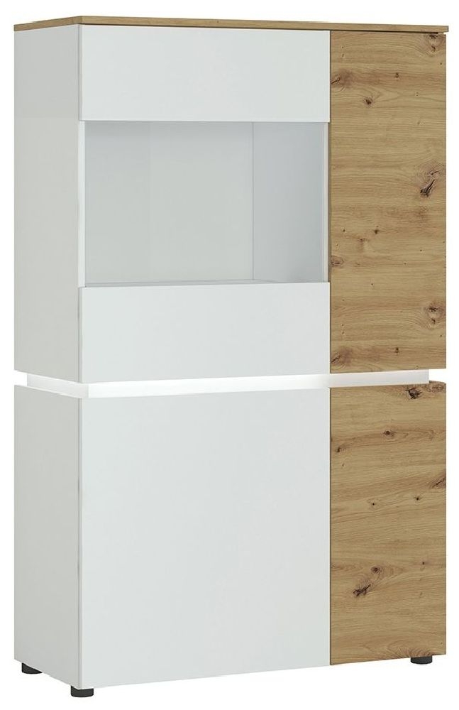 Luci 4 Door Low Display Cabinet In White And Oak