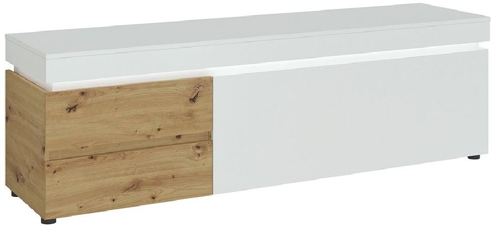 Luci White And Oak Wide Tv Unit With Led Light