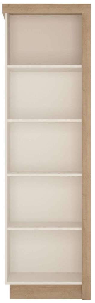 Lyon Left Hand Facing Bookcase Riviera Oak And High Gloss White