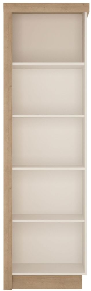 Lyon Right Hand Facing Bookcase Riviera Oak And High Gloss White