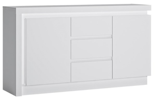 Lyon White High Gloss 2 Door 3 Drawer Sideboard With Led Light
