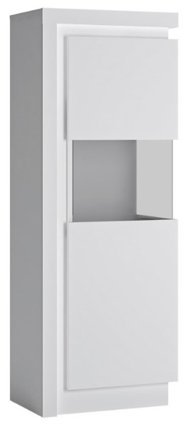 Lyon Narrow Display Cabinet In White And High Gloss Rhd