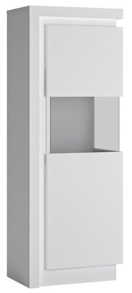 Lyon White High Gloss 1 Door Display Cabinet With Led Light