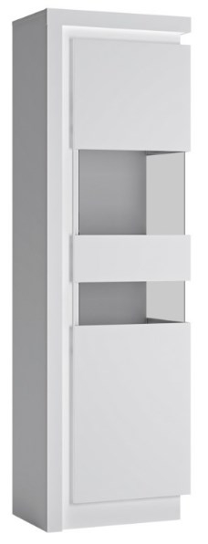 Lyon Tall Narrow Display Cabinet In White And High Gloss Rhd