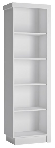 Lyon White High Gloss Bookcase Left Hand Facing