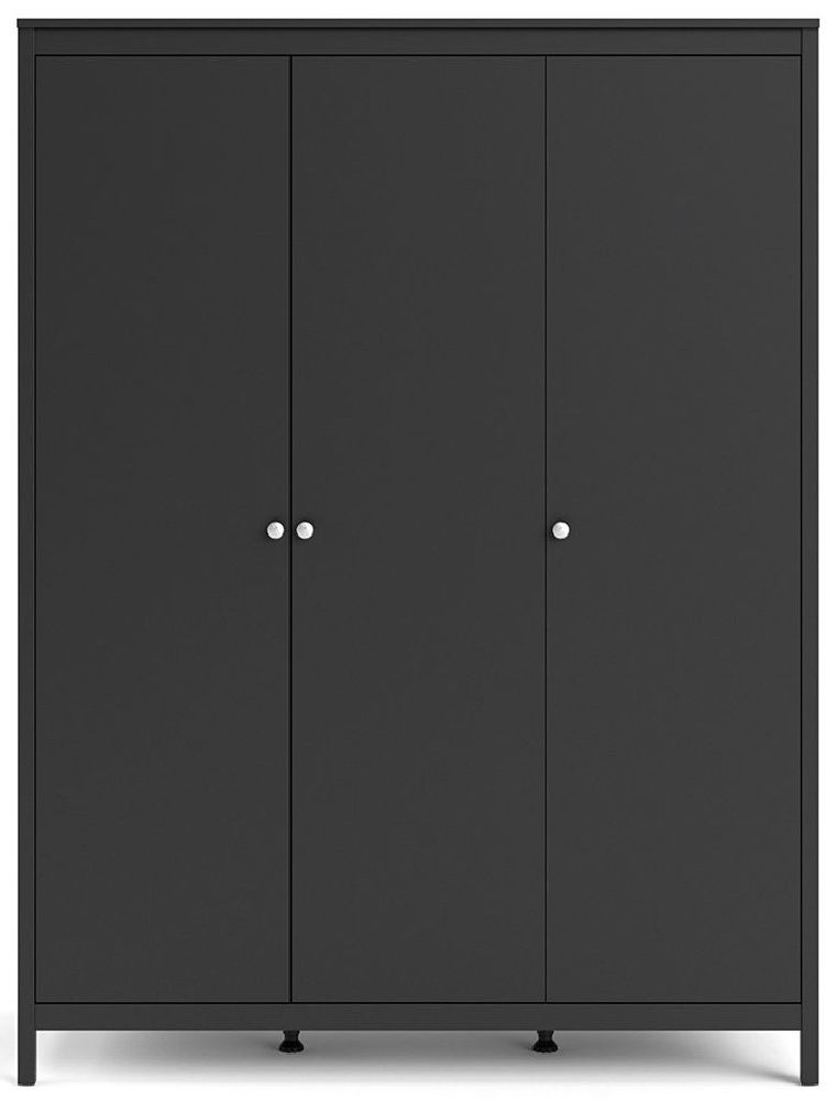 Madrid Matt Black 3 Door Wardrobe