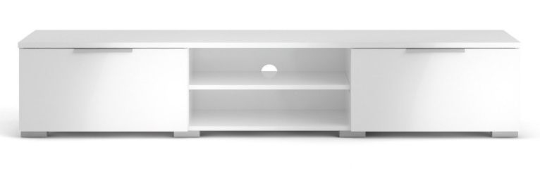 Match White High Gloss 2 Drawer Wide Tv Unit