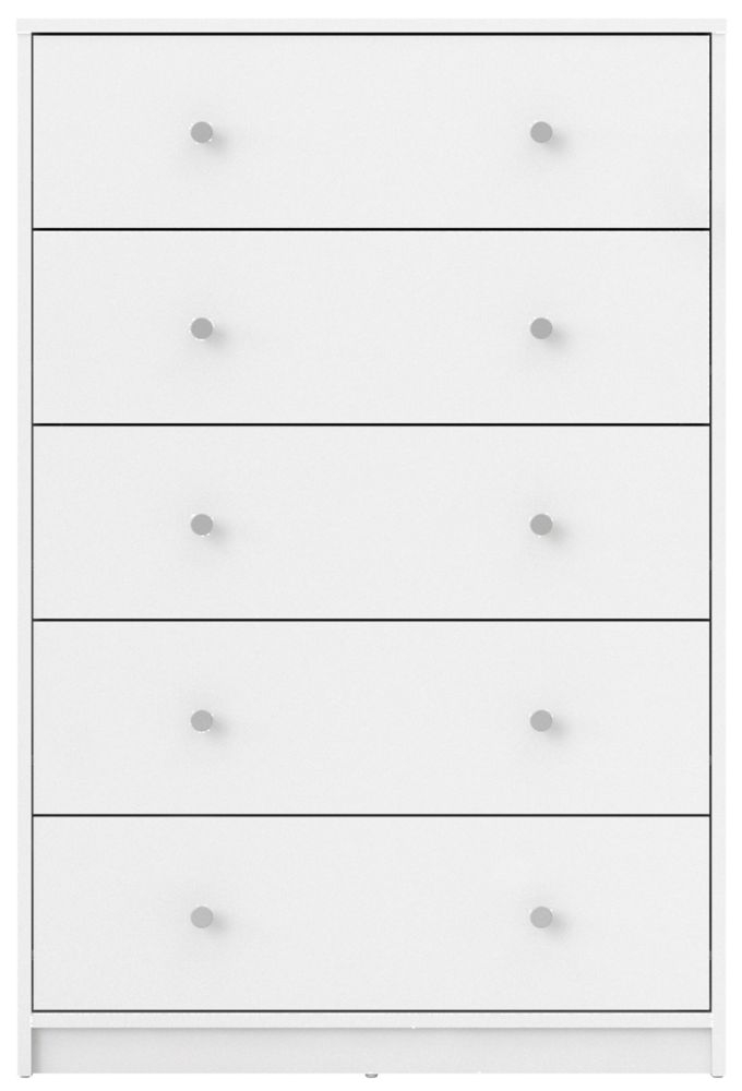 May White 5 Drawer Chest