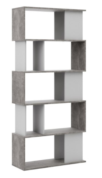 Maze Grey Concrete And White Open Bookcase