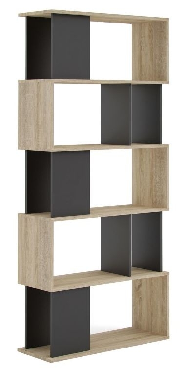 Maze Oak And Black Open Bookcase