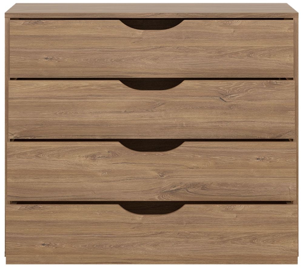 Monaco 4 Drawer Chest Oak And Matt Black