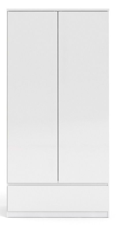 Naia White High Gloss 2 Door Double Wardrobe