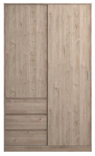 Naia Jackson Hickory Oak 1 Sliding Door And 1 Hinging Door 3 Drawer Combi Wardrobe