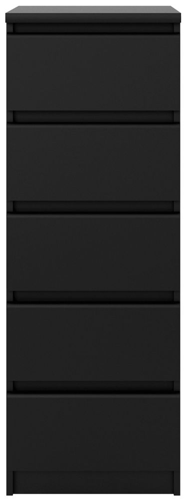 Naia Matt Black 5 Drawer Narrow Chest