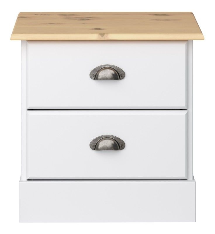 Nola White And Pine 2 Drawer Bedside Cabinet