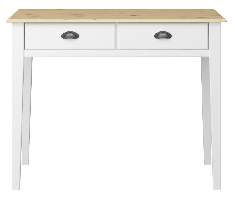 Nola White And Pine 2 Drawer Console Table