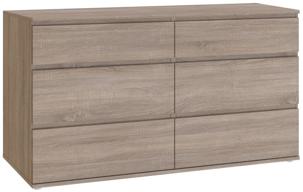 Nova Truffle Oak 6 Drawer Wide Chest