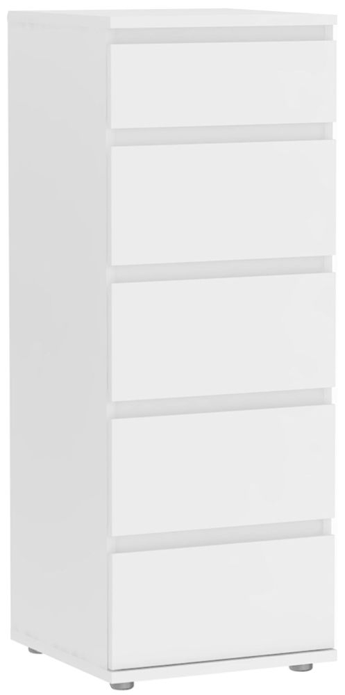 Nova White 5 Drawer Narrow Chest