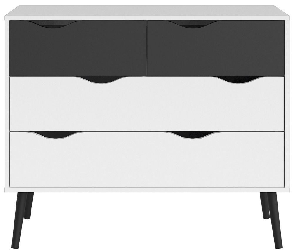 Oslo 4 Drawer Chest White And Black Matt