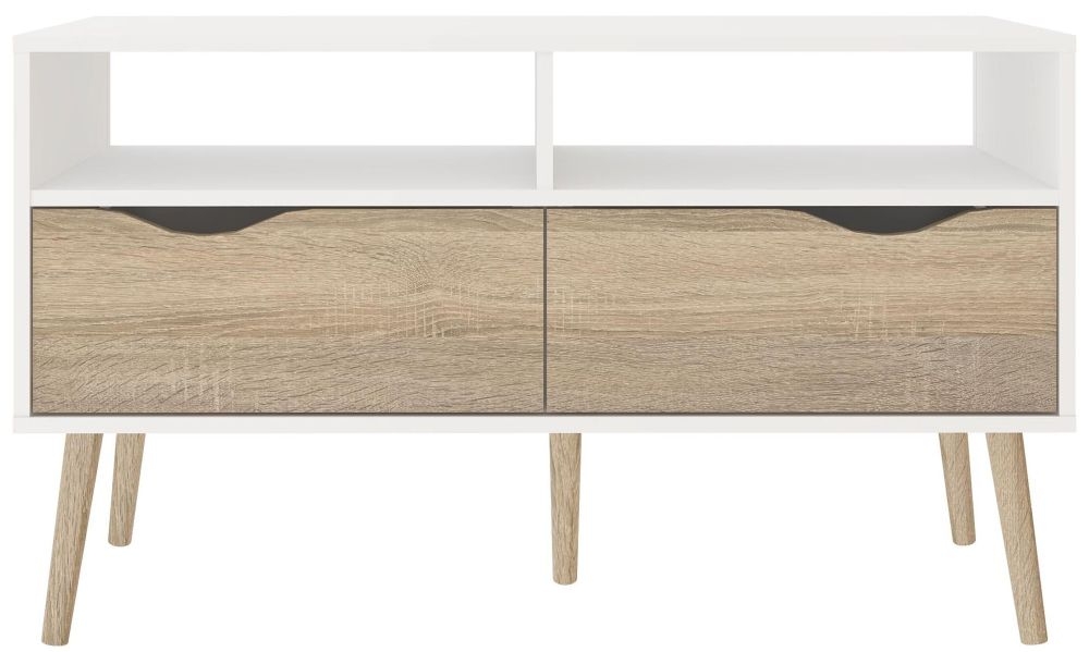 Oslo 2 Drawer Tv Unit White And Oak