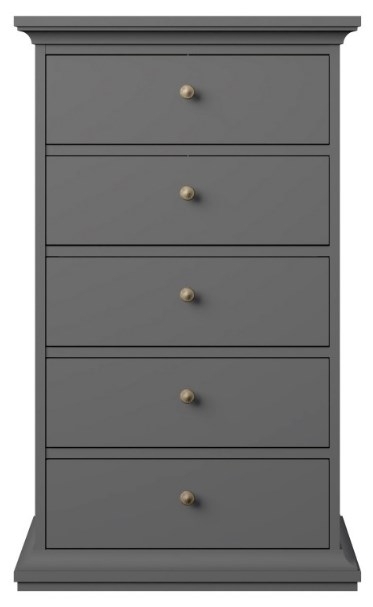 Paris Matt Grey 5 Drawer Chest