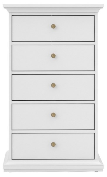 Paris White 5 Drawer Chest