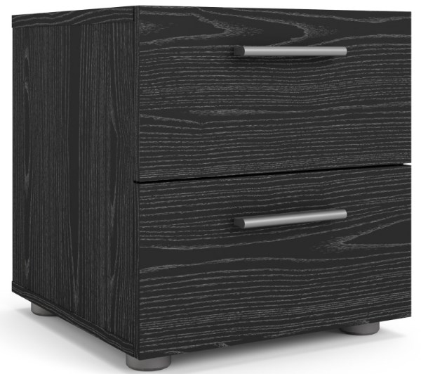 Pepe Black Woodgrain 2 Drawer Bedside Cabinet