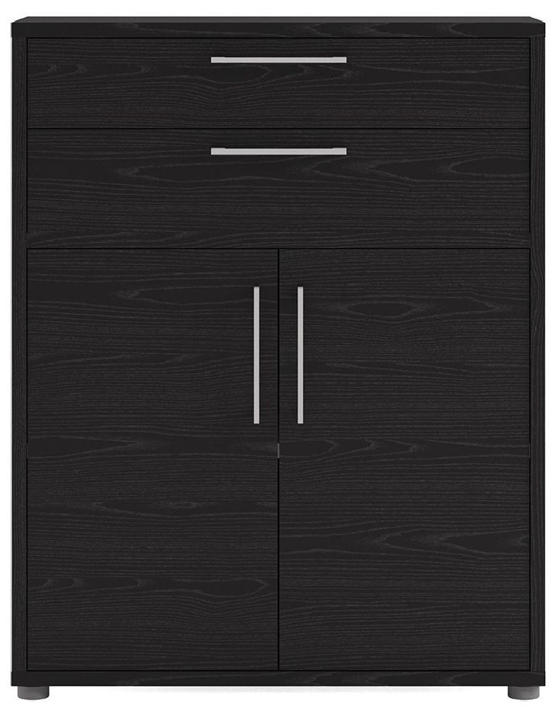 Prima Black 2 Door 2 Drawer Bookcase