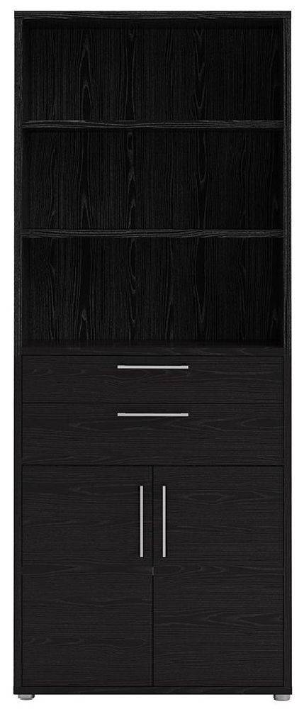 Prima Black 2 Door 2 Drawer With 5 Shelves Bookcase