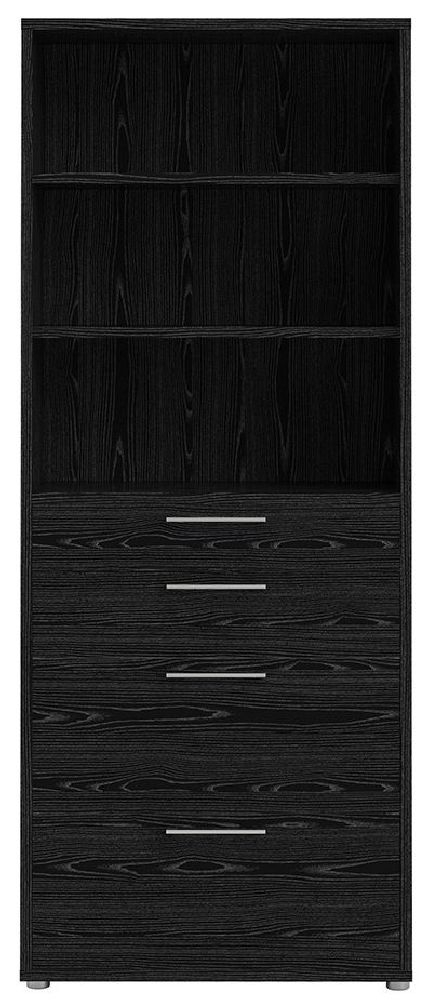 Prima Black 4 Drawer With 5 Shelves Bookcase