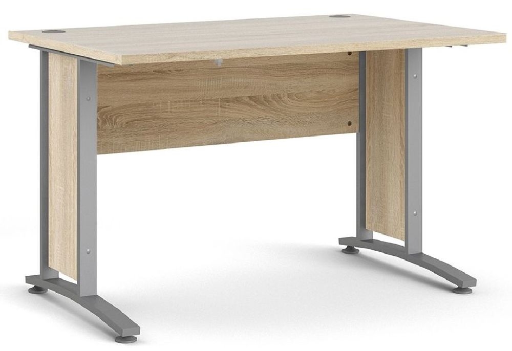 Prima Oak 120cm Desk With Silver Legs