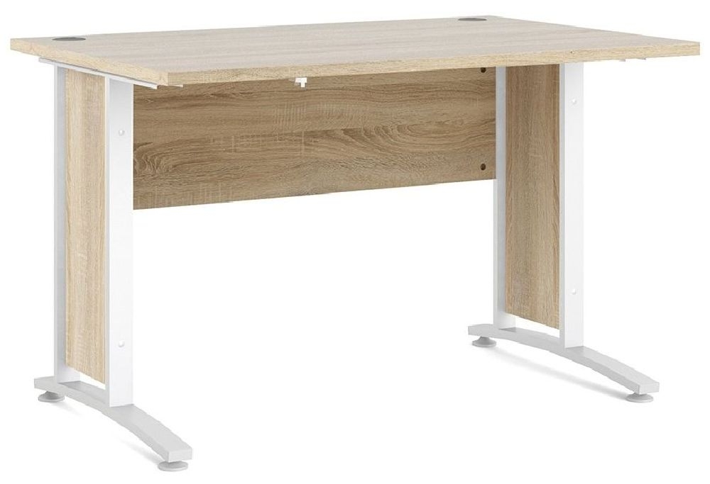 Prima Oak 120cm Desk With White Legs