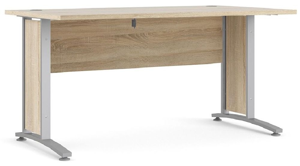Prima Oak 150cm Desk With Silver Legs