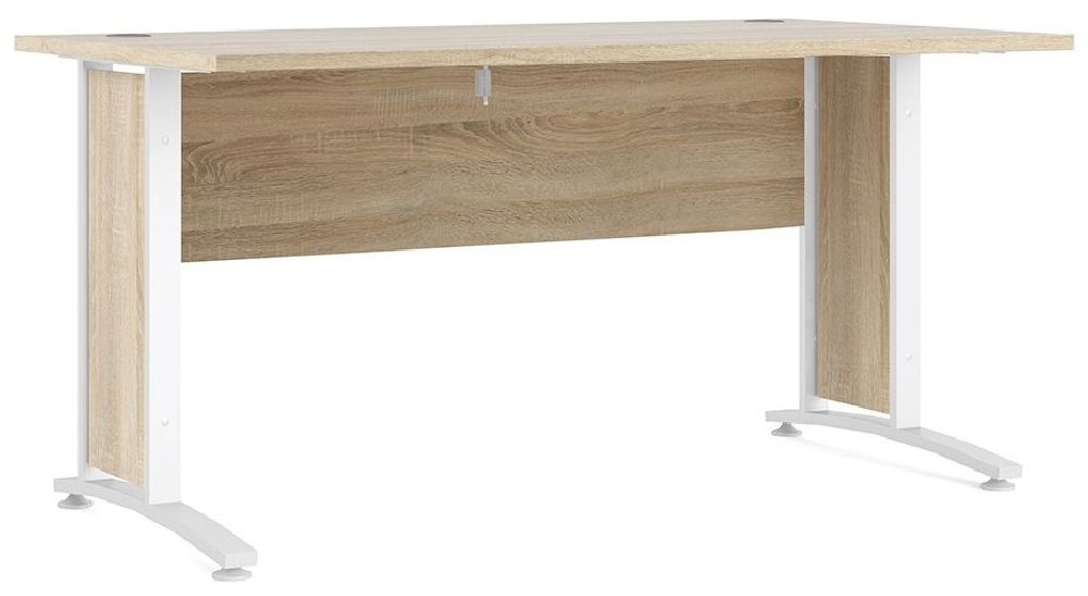 Prima Oak 150cm Desk With White Legs