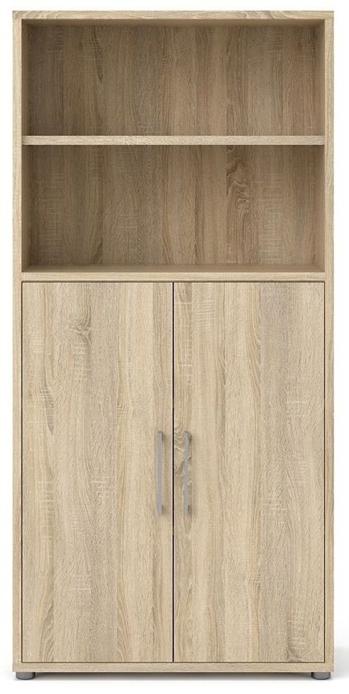 Prima Oak 2 Door With 4 Shelves Bookcase