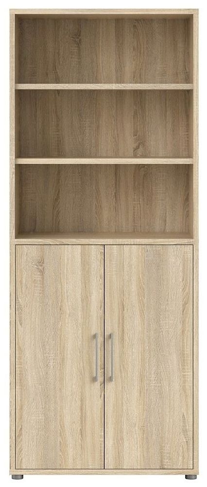 Prima Oak 2 Door With 5 Shelves Bookcase