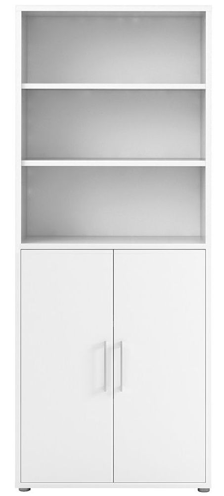 Prima White 2 Door With 5 Shelves Bookcase