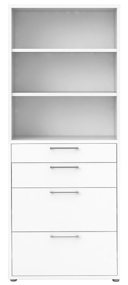 Prima White 4 Drawer With 5 Shelves Bookcase
