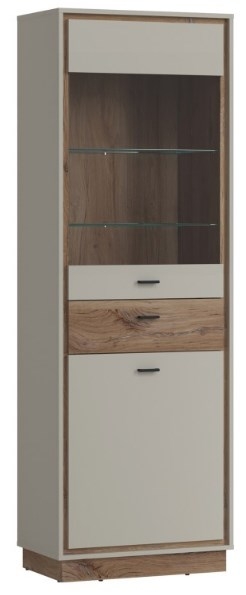 Rivero Grey And Oak 2 Door 1 Drawer Display Cabinet