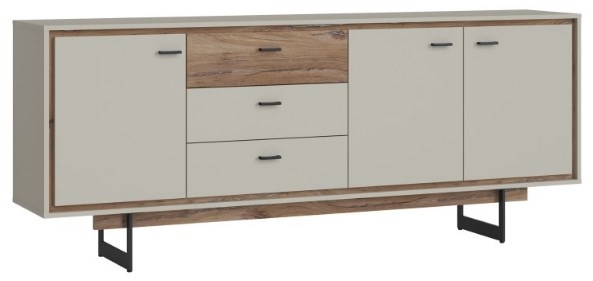 Rivero Grey And Oak 3 Door 3 Drawer Wide Sideboard