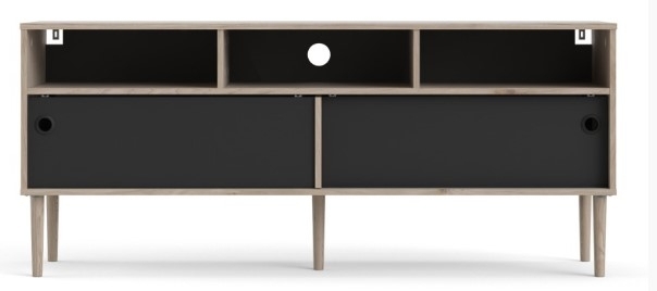 Rome Jackson Hickory Oak And Matt Black 2 Sliding Door Tv Unit