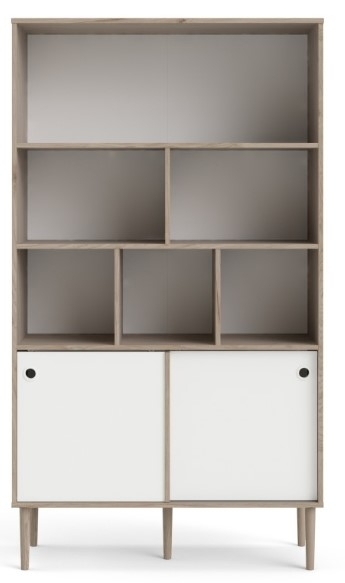 Rome Jackson Hickory Oak And Matt White 2 Sliding Door Bookcase